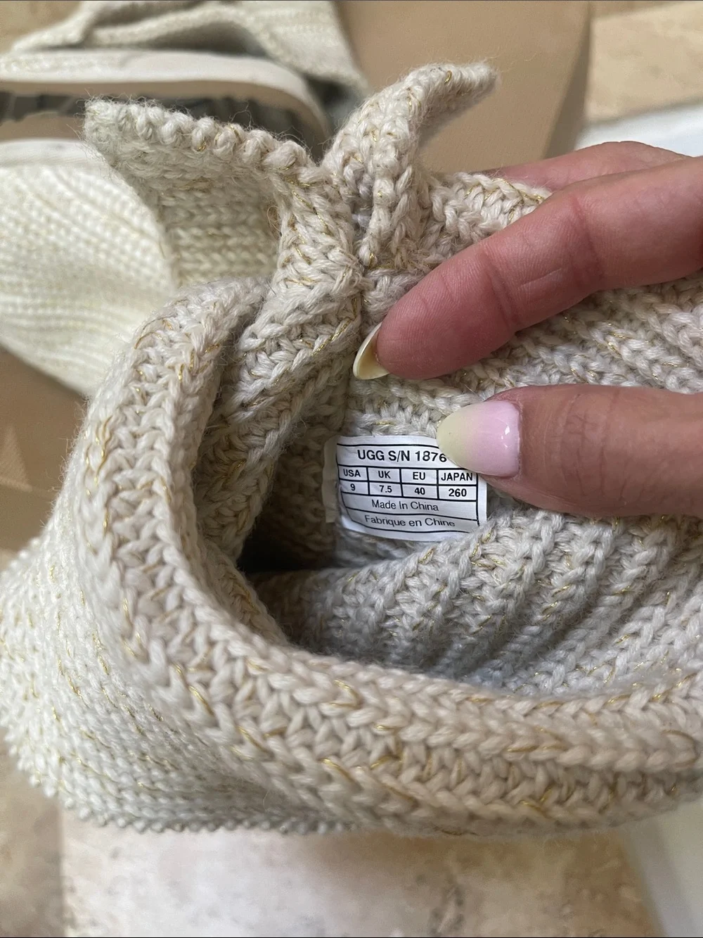 UGG Knit Button Fold-Over Boot - Cream